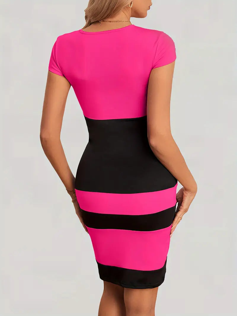 Reagan - color block bodycon kjole for våren