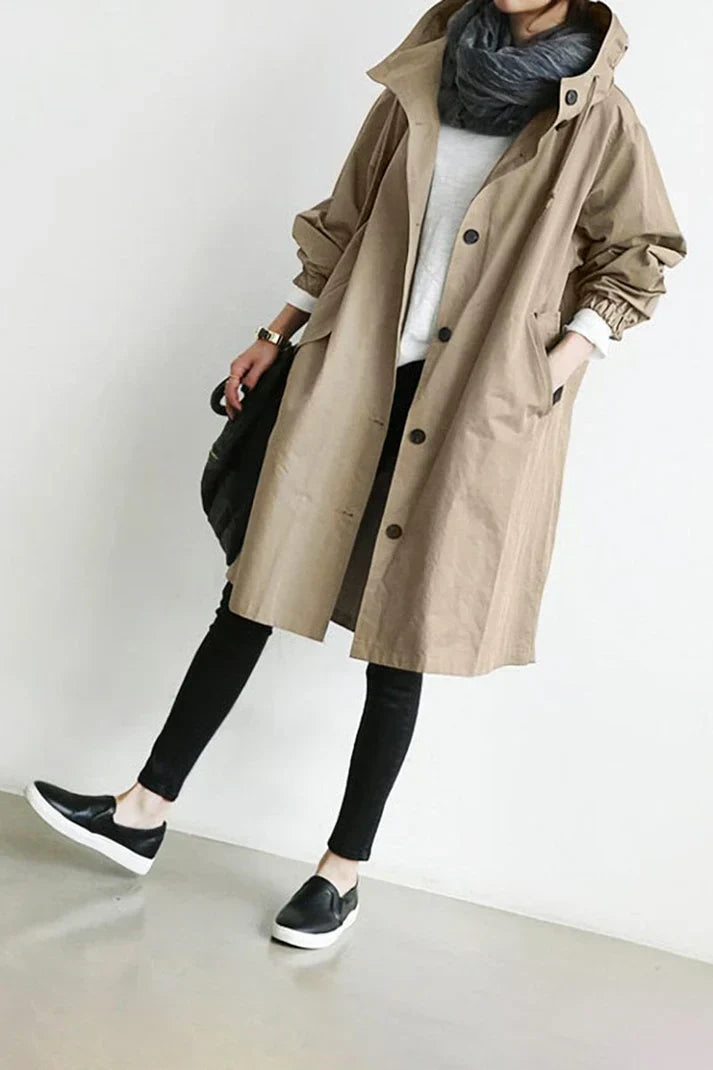 Vanntett trenchcoat med hette Helena