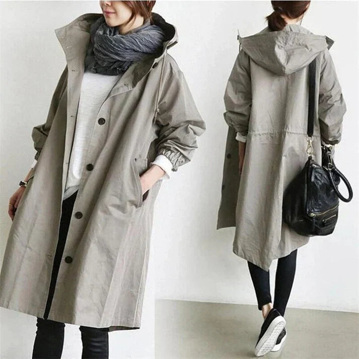 Vanntett trenchcoat med hette Helena