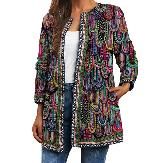 Sophia | Boho Coat geometrisk trykk