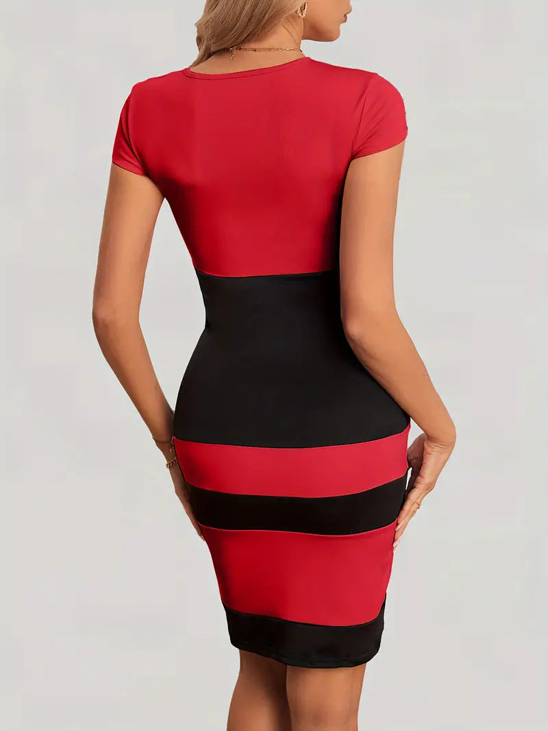 Reagan - color block bodycon kjole for våren