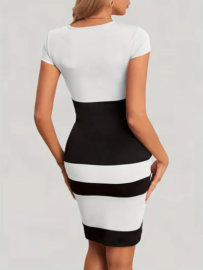 Reagan - color block bodycon kjole for våren